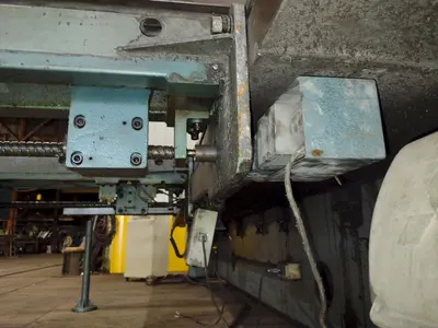 13' x 1/4" AMADA MODEL #M-4065 MECHANICAL POWER SQUARING SHEAR, FRONT GUAGING, CONVEYOR & STACKER: STOCK #19272