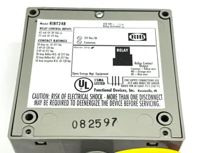 RIBT24B | Functional Devices  Power Relay SPDT 20A 24V NEMA 1 08597 - New – Open box