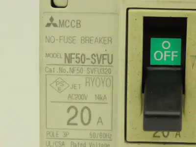 Mitsubishi NF50-SVFU320 Earth Leakage Circuit Breaker 3-Pole 20A 240VAC