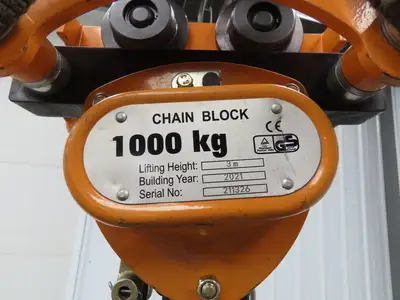 Vestil LOW-2P 1 Ton 2000Lb Chain Fall Hoist 9.8' Lift Push Trolley Low Headroom