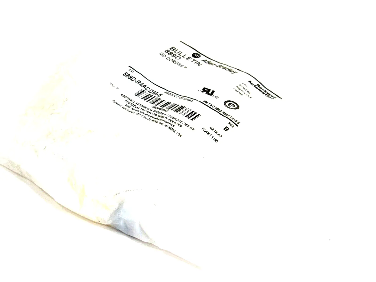 ALLEN BRADLEY 889D-R4ACDM-5 QD CORDSET SERIES B 889DR4ACDM5 NEW, SURPLUS