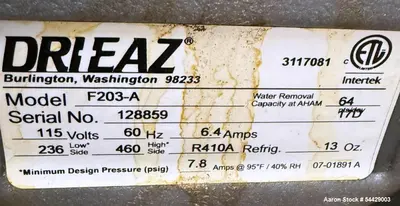 Used Dri-Eaz F203-A DrizAir 1200 Portable Dehumidifier 115V