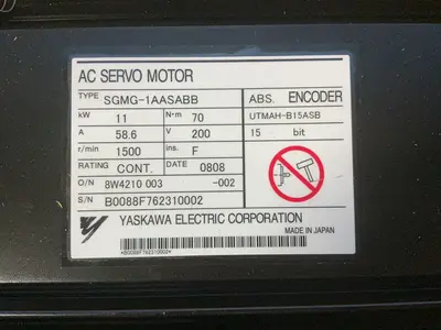Used YASKAWA ELECTRIC CORPORATION SGMG1AASABB Motors (misc) Ohio US | HGR 24 #1506947