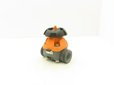 Georg Fischer 314  1-1/2" Manual Diaphragm Valve PVC/PTFE *Missing socket ends*