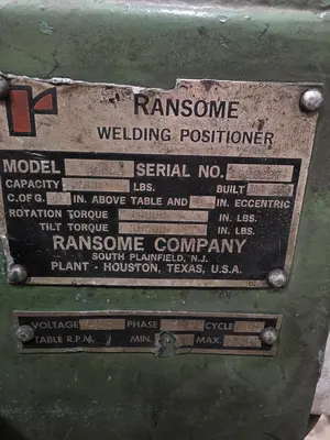 1983 RANSOME 25P-A Welding Equipment, Positioners | Holland Equipment Hunters, Inc. (6)