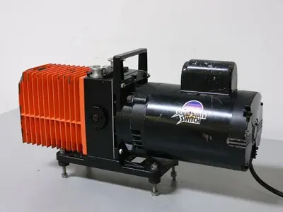 USED ALCATEL 2008A DUAL STAGE ROTARY VANE VACUUM PUMP W/ FRANKLIN 1/2 HP MOTOR