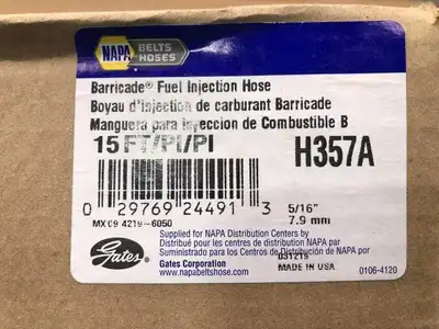 NAPA Barricade H357A 15ft Fuel Injection Hose ; 5/16″ 7.9mm -NIB