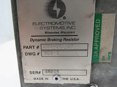 Electromotive Systems EDB4001 DT Dynamic Braking Resistor