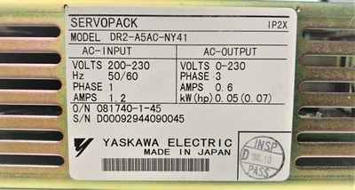 Yaskawa DR2-A5AC-NY41 Servopack Servo Motor Controller [Refurbished]
