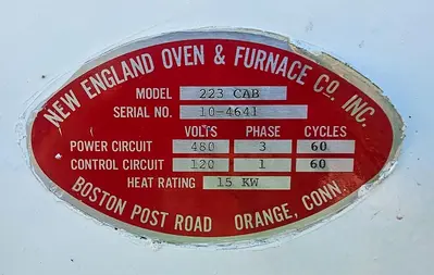 Used 2010 NEW ENGLAND OVEN & FURNACE 233 CAB Furnaces Wisconsin US | Lemke Machinery Sales #1285395