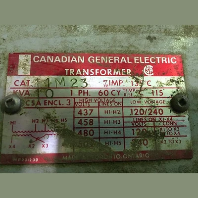 General Electric 10 kVA Wall Mount Transformer