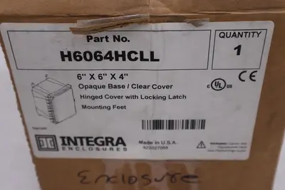 NEW INTEGRA ENCLOSURES H6064HCLL ENCLOSURE WITH HINGE OPAQUE STOCK 5623CC