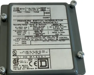 NEW SQUARE D 9012-GCW-2 PRESSURE SWITCH SER.C 9012GCW2