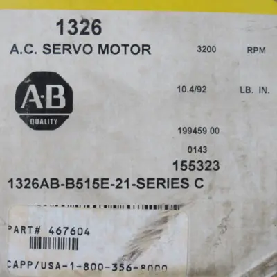 ALLEN BRADLEY 1326AB-B515E-21 SERVO MOTOR 155323 1326ABB515E21 (NEW SURPLUS)