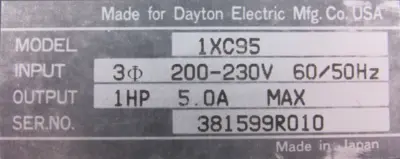 USED DAYTON 1XC95 AC INVERTER 200-230V 1HP