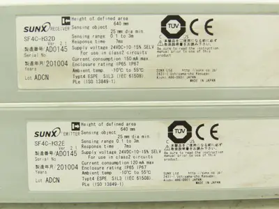 Sunx SF4C-H32E Safety Light Curtains Sensing & Receiving Set 640mm/25" L  24VDC