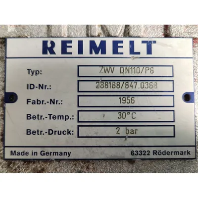 Used REIMELT ZWV DN110/P6 Valves/Fittings West Virginia US | JM Industrial #491784