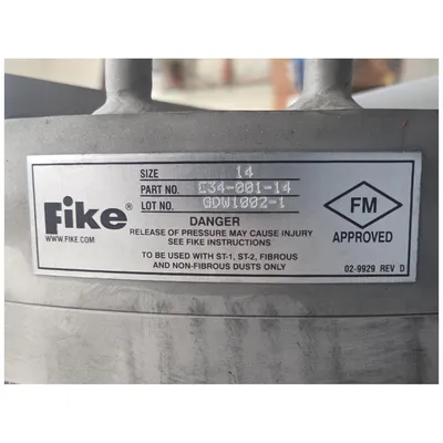 Used 36" Dia. Flexicon Filter Receiver Cartridge Collector w/Fike Explosion Vent