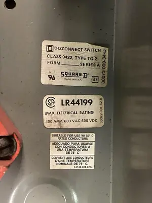 Used SQUARE D 9422 TG-2 Miscellaneous Equipment (Electrical & Power) Ohio US | Surplus Asset Holdings #1208933