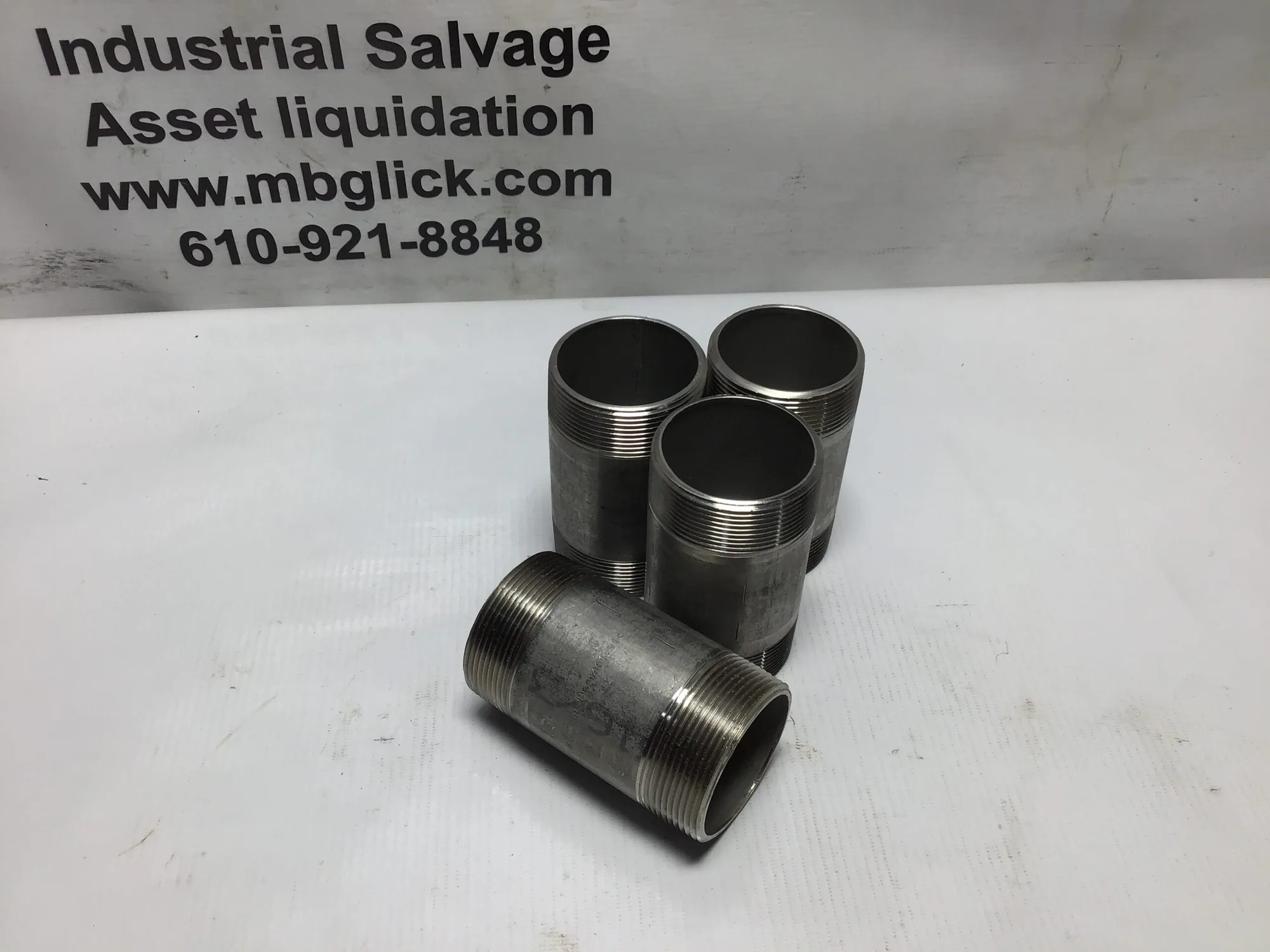 McMaster Wall Type 316/316L Stainless Steel Thread Pipe Nipple lot of 4