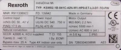 NEW REXROTH R911336922 SERVO MOTOR KSM02.1B-041C-42N-M1-HP0-ET-L3-D7-T0-FW
