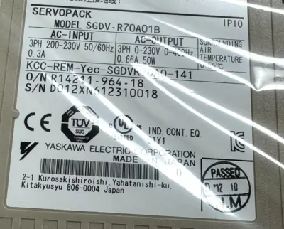NEW YASKAWA SGDV-R70A01B SERVO DRIVE SGDVR70A01B