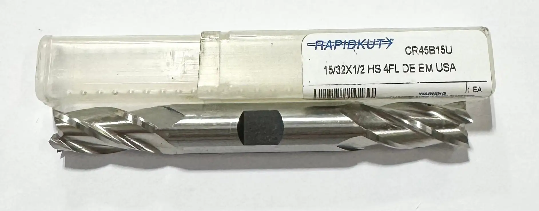 RapidKut 15/32" HSS Double End Mill 4 Flute 1/2" Shank USA Made
