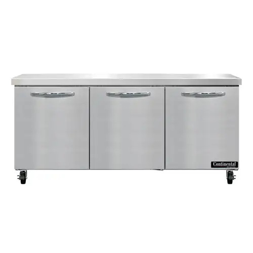 Continental SW72N 72" Worktop Refrigerator W/ (3) Sections, 115v