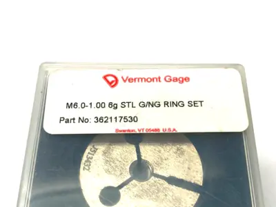 NEW VERMONT GAGE THREADED RING GAUGE SET M6.0-1.00 6G STL G/NG