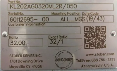 NEW STOBER KL202AG0320ML2R/050 SPEED REDUCER 32:1 KL202AG0320ML2R050