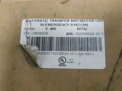 Kohler GM29020 Transfer Switch Contactor Only 400 A 480 VAC 60 Hz 3 Phase New