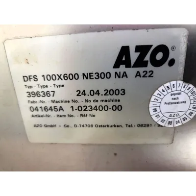 USED AZO GMBH CO. DFS 100X600 NE300