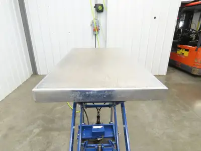 Vestil 800lb Air Hydraulic Mobile Scissor Lift Cart 49" Height 20x35" SS Top