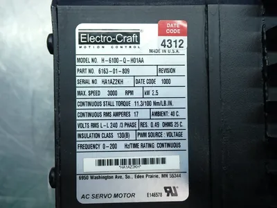 New | in-Stock ELECTROCRAFT H6100QH01AA Motors (misc) Ohio US | HGR 24 #882044