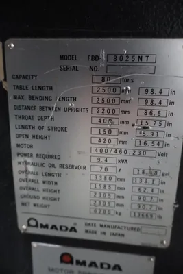 2000 AMADA FBD-8025 NT Brake Presses | MD Equipment Services LLC (22)