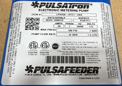 PULSATron LPA3SA-KTC1-XXX Metering & Dosing Pumps | Fram Fram LLC (14)
