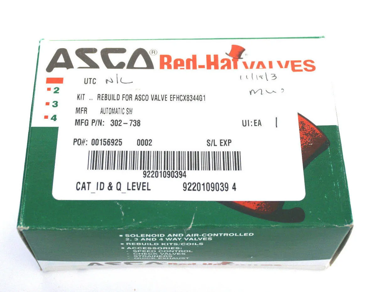 NEW ASCO 302-738 REBUILD KIT 302738