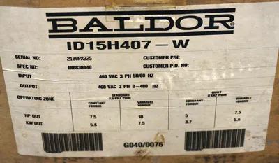 USED BALDOR ID15H407-W AC INVERTER SPEC. NO. FIF2407C-00, ID15H407W