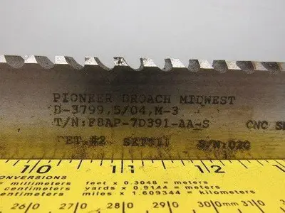 Pioneer Broach Midwest B-3799 9/16" x 18" HHS Broach Keyway Cutter