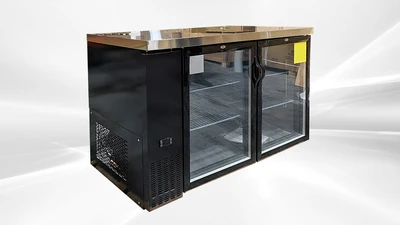 171-0246 Black Self Contained Glass Door Back Bar Cooler