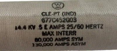 NEW WESTINGHOUSE 677C452G03 FUSE 14.4KV .5E AMPS 25/60 HERTZ