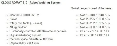 USED CLOOS ROMAT 310 WELDING ROBOT FOR BIG PIECES