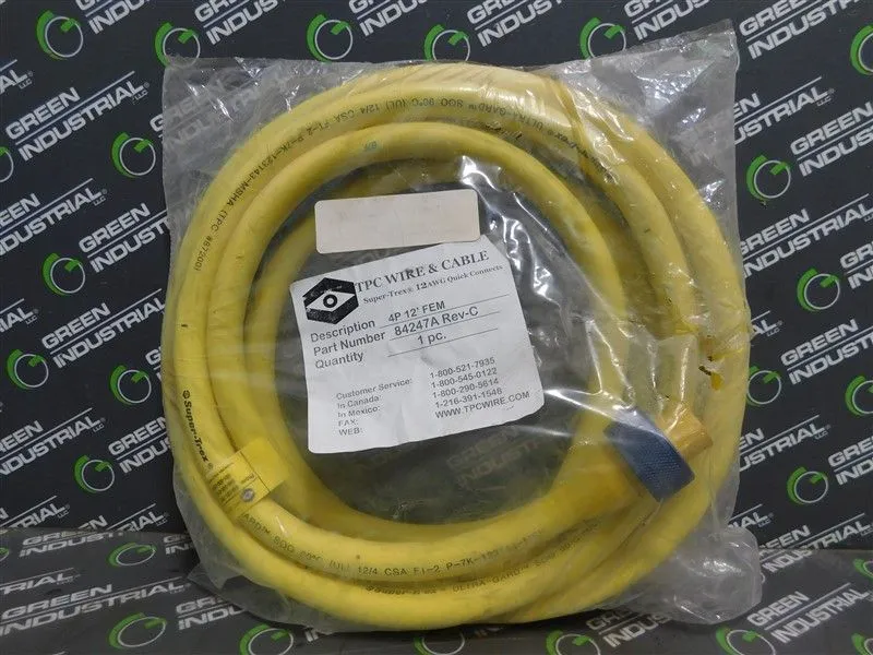 TPC Wire & Cable 84247A 12 AWG Aluminum Cord Set 4 Pole 12 ft ULTRA-GARD New
