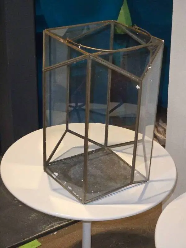 Geometric Clear Plastic Hanging Lantern 12" x 15 1/2"