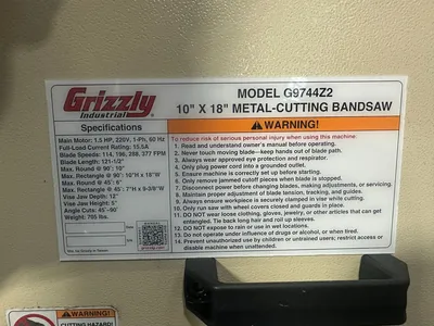 2023 GRIZZLY G9744Z2 Saws, Band, Horizontal | Great American Equipment Company (6)