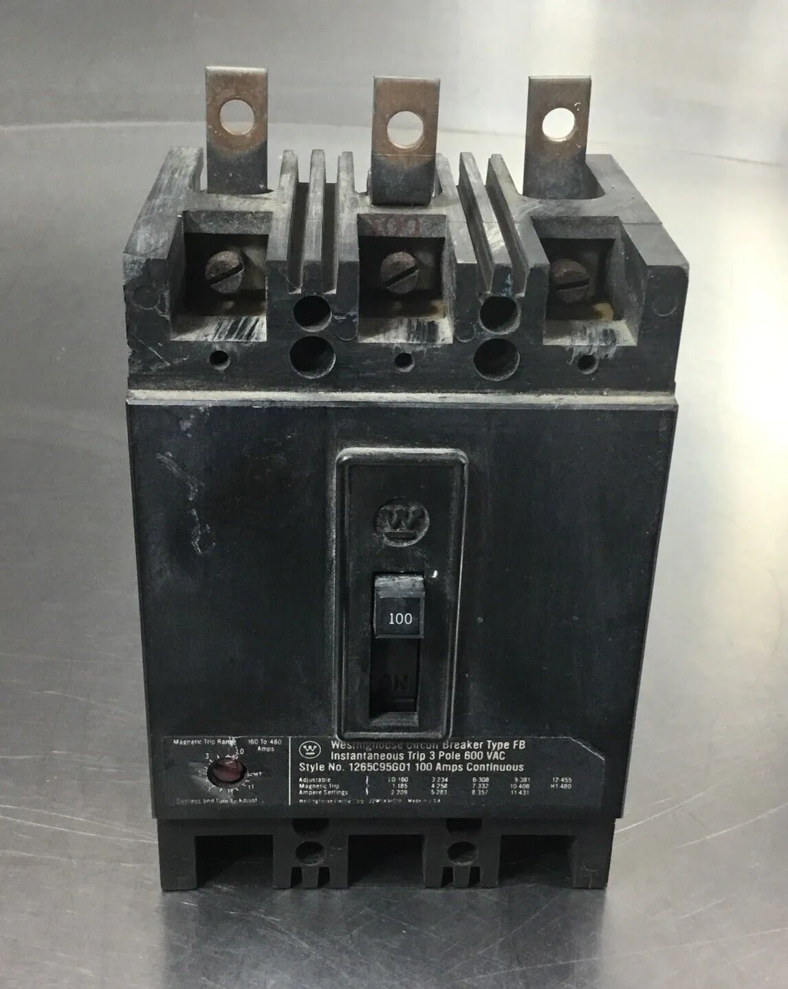 WESTINGHOUSE 1265-C95G01 / 1265C95G01 100A 3 Pole 600VAC 4D-42