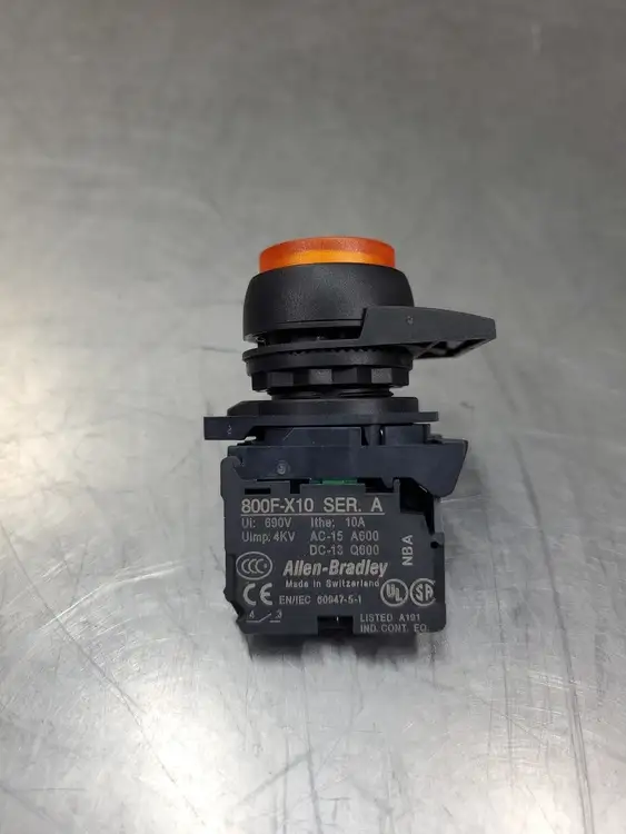 Used Allen-Bradley 800F-X10 Contact Block w/Amber Pushbutton Switch Contact Blocks South Carolina US | Palmetto Automation #1520643