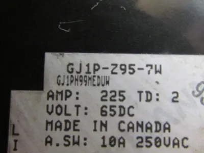 Heinemann GJ1P-Z95-7W Special Purpose Circuit Breaker 225Amp 65VDC 25 KAIC 1Pole