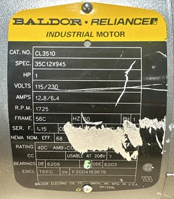 NEW BALDOR RELIANCE CL3510