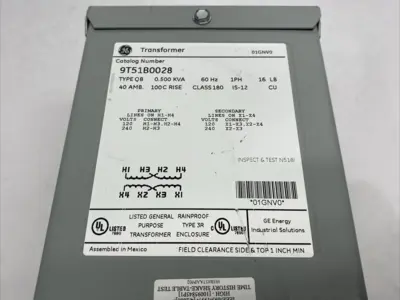 USED ABB GENERAL ELECTRIC TRANSFORMER 1C,0.5KVA,120X240-120/240,100C,3R,QB